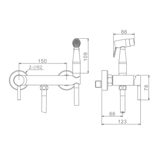 Гигиенический душ со смесителем Raglo R20.51 хром